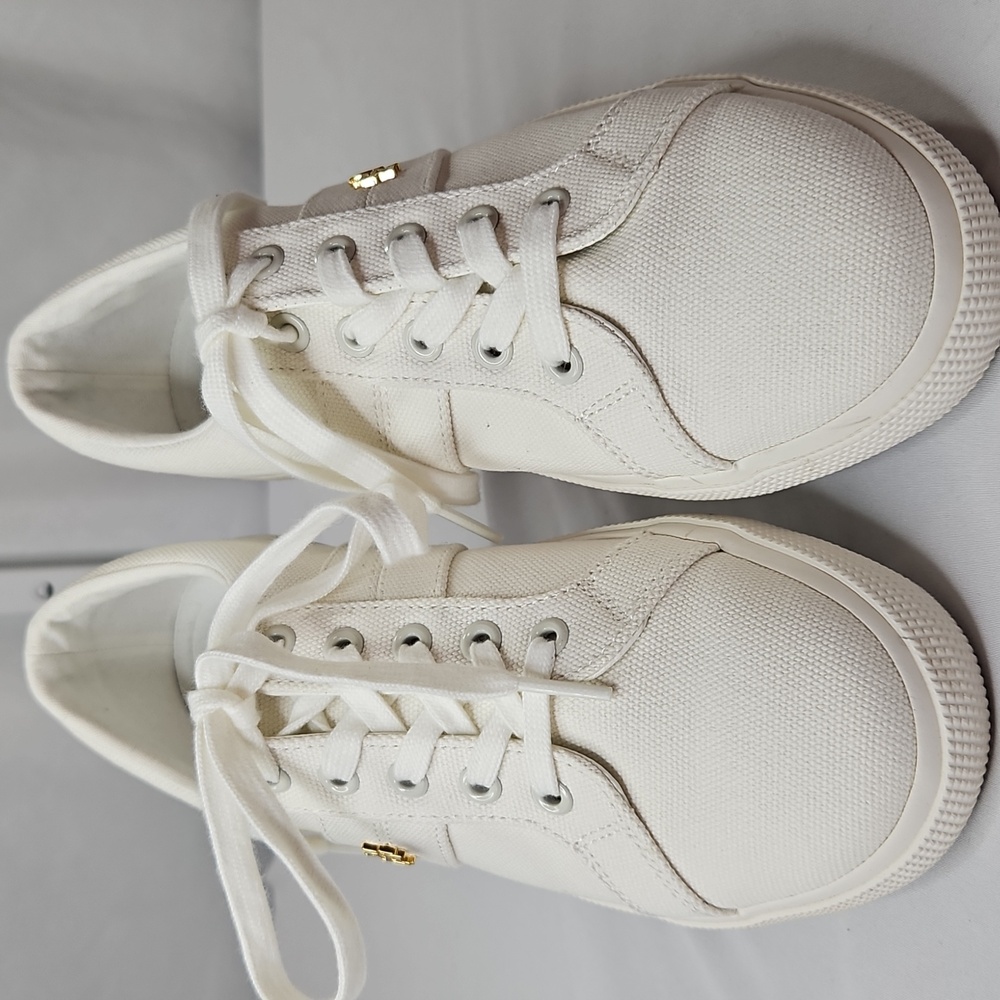 Ralph Lauren White Janson II Canvas Sneakers Size 8 NWT - Picture 4 of 8